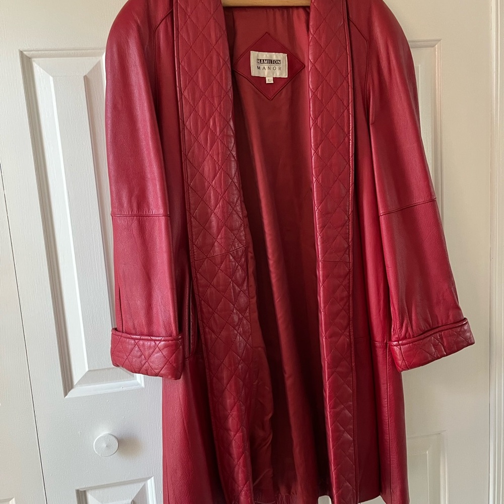 Hamilton Manor Women's Red Leather Swing Coat